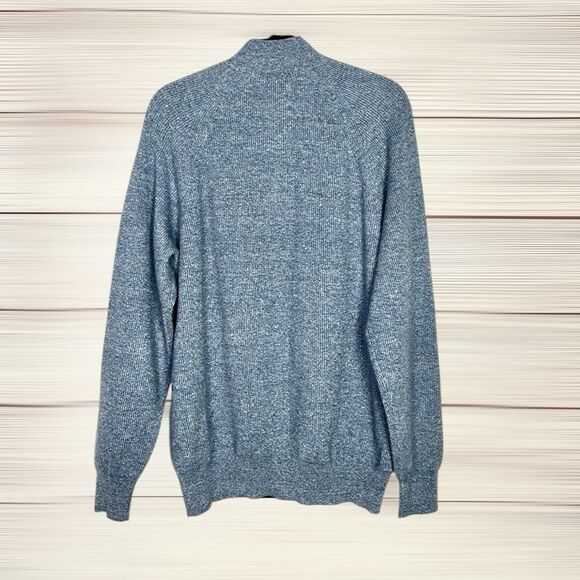 Peter Millar Crown Cashmere Linen Blend Sweater 1/4 Zip Rib Knit Blue size L - Picture 9 of 14